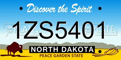 1ZS5401 North Dakota License Plate