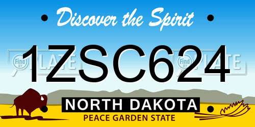 1ZSC624 North Dakota License Plate