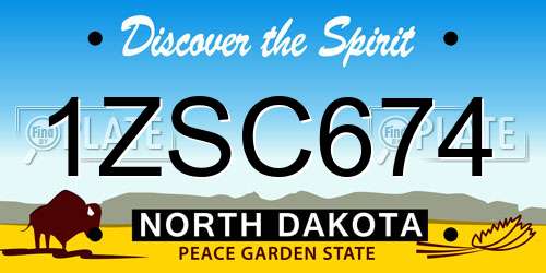 1ZSC674 North Dakota License Plate