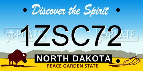 1ZSC72 North Dakota License Plate