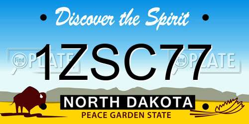 1ZSC77 North Dakota License Plate