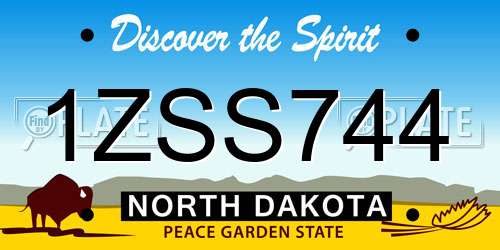 1ZSS744 North Dakota License Plate