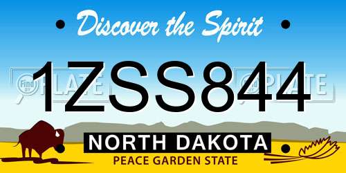 1ZSS844 North Dakota License Plate
