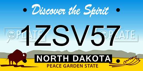 1ZSV57 North Dakota License Plate