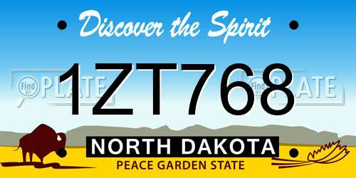 1ZT768 North Dakota License Plate