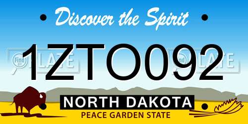 1ZTO092 North Dakota License Plate