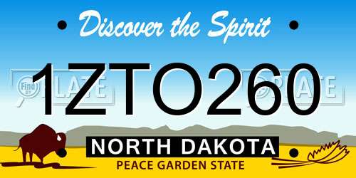 1ZTO260 North Dakota License Plate