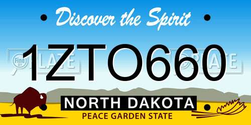 1ZTO660 North Dakota License Plate