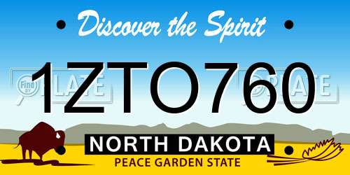1ZTO760 North Dakota License Plate