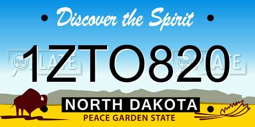 1ZTO820 North Dakota License Plate