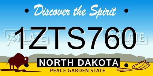 1ZTS760 North Dakota License Plate