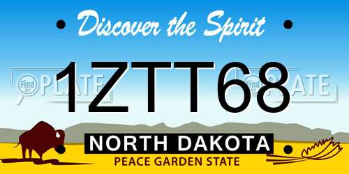 1ZTT68 North Dakota License Plate