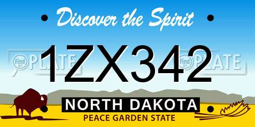 1ZX342 North Dakota License Plate