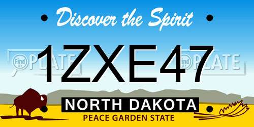 1ZXE47 North Dakota License Plate