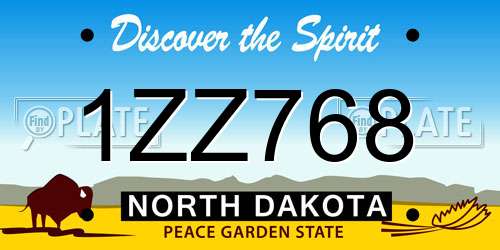 1ZZ768 North Dakota License Plate