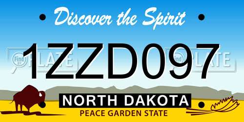 1ZZD097 North Dakota License Plate
