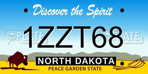 1ZZT68 North Dakota License Plate