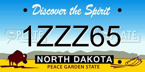 1ZZZ65 North Dakota License Plate