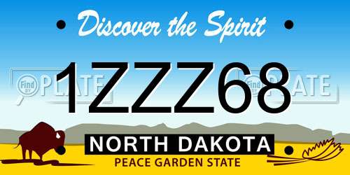 1ZZZ68 North Dakota License Plate