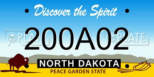 200A02 North Dakota License Plate