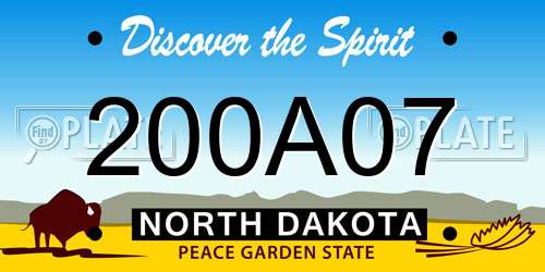 200A07 North Dakota License Plate