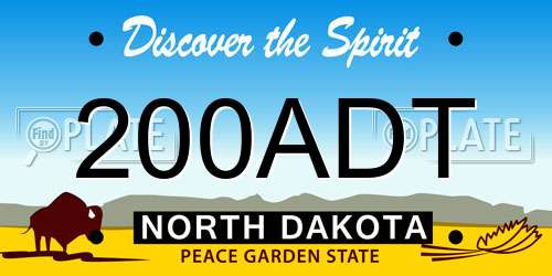 200ADT North Dakota License Plate