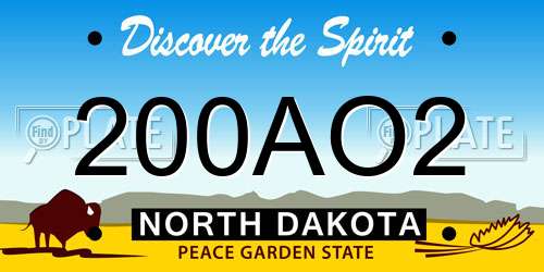 200AO2 North Dakota License Plate