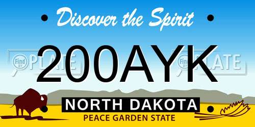 200AYK North Dakota License Plate