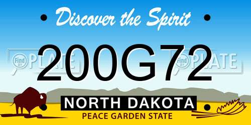 200G72 North Dakota License Plate