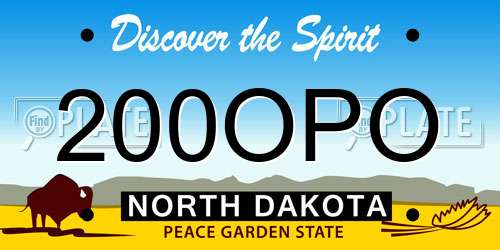 200OPO North Dakota License Plate
