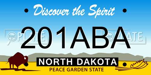 201ABA North Dakota License Plate