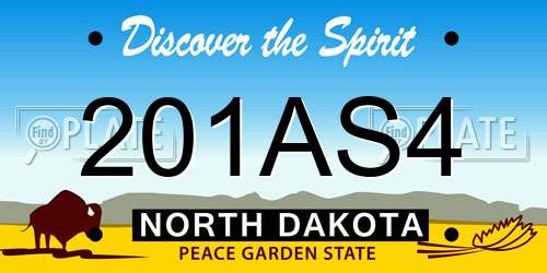 201AS4 North Dakota License Plate