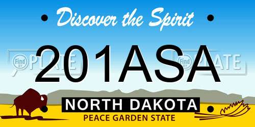 201ASA North Dakota License Plate