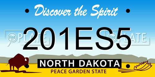 201ES5 North Dakota License Plate