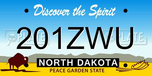 201ZWU North Dakota License Plate
