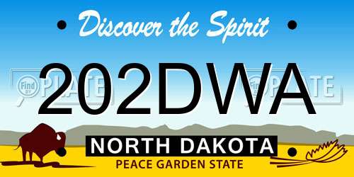 202DWA North Dakota License Plate