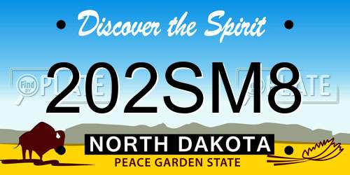 202SM8 North Dakota License Plate