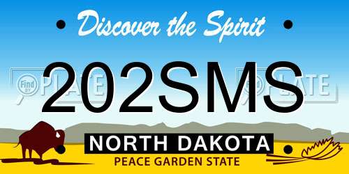 202SMS North Dakota License Plate