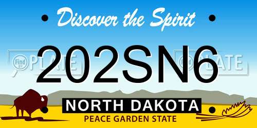 202SN6 North Dakota License Plate