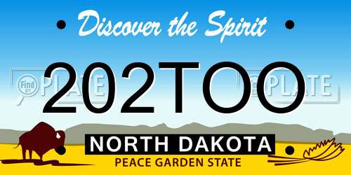 202TOO North Dakota License Plate