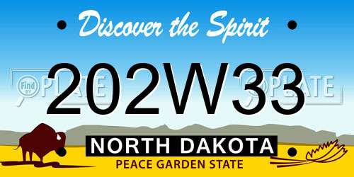 202W33 North Dakota License Plate