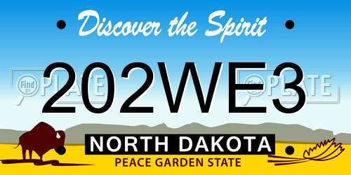 202WE3 North Dakota License Plate