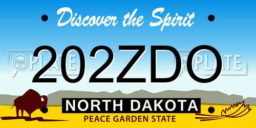202ZDO North Dakota License Plate