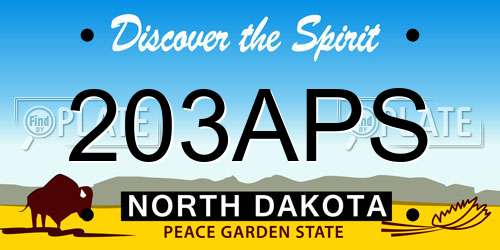 203APS North Dakota License Plate