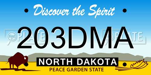 203DMA North Dakota License Plate