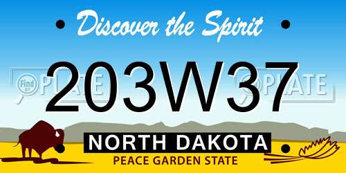 203W37 North Dakota License Plate