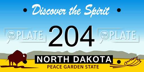 204 North Dakota License Plate