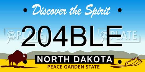 204BLE North Dakota License Plate