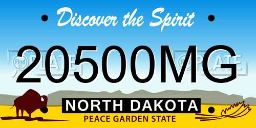 20500MG North Dakota License Plate