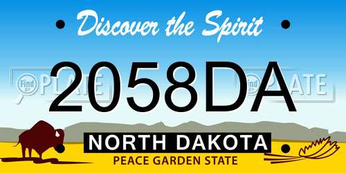 2058DA North Dakota License Plate